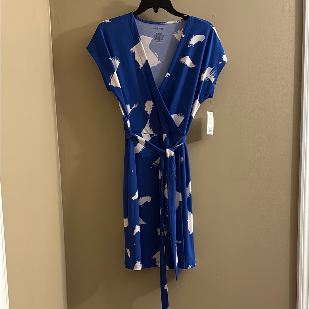 Blue and White Wrap Dress
